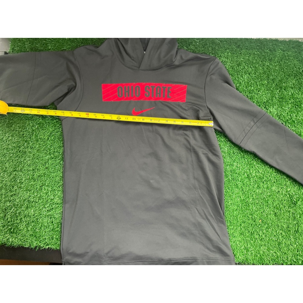 Nike Dri-FIT Ohio State Buckeyes Hoodie Mens Medium Charcoal Grey Red Swoosh